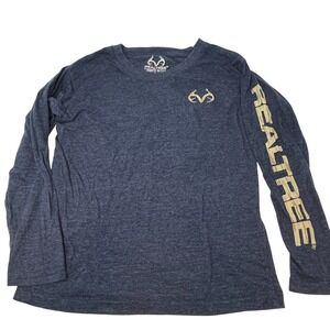 Realtree Youth Size 8 Long Sleeve T Shirt Blue Antler Logo Graphic Hunting